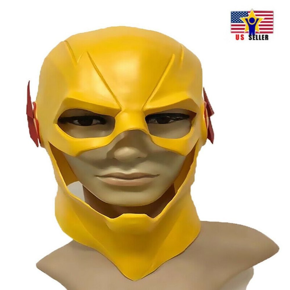The Flash Yellow Hero Monster Costume Latex Horror Scary Funny Mask Halloween US